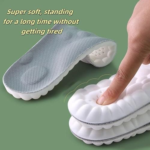 Insoles for Women man,Cloud Soles for Men Women,4D Cloud Soles for Men,Anti Fatigue, Shock Absorption, Foot Pain Relief (Gray, S)