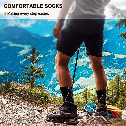 BULLIANT Men Athletic Socks, Compression Sports Crew Socks Cushioned For Men Outdoor Running Hiking-Arch Compression Support(6Pairs,Shoes Size:Men 11-13)