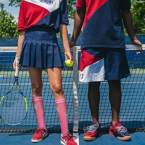 fenglaoda Compression Socks Women Men 4 Pairs, Knee High Support Socks for Running, Sports, Travel, Flight, Nurse