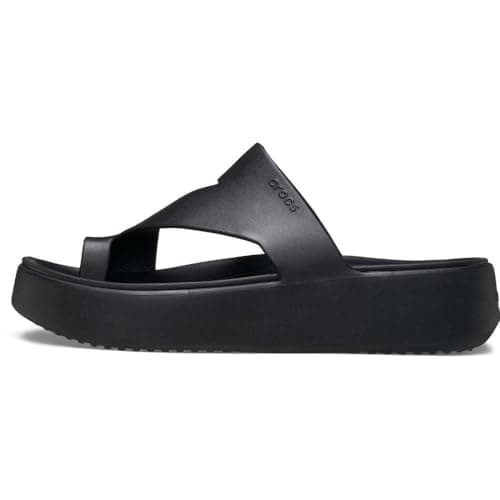 Crocs Women's Getaway Toe Loop Platform Sandals, LiteRide Comfort, Black, 8