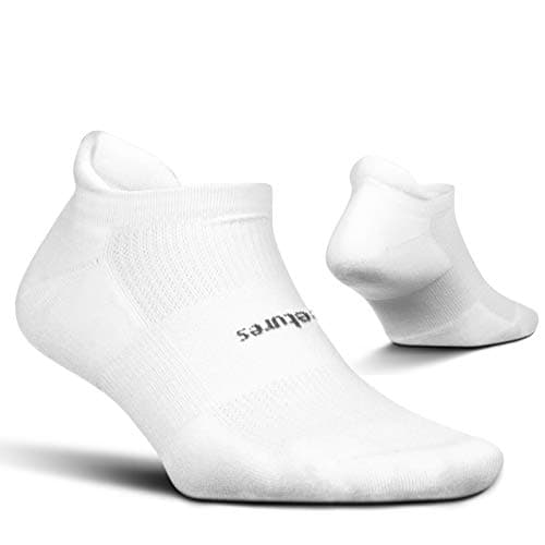 Feetures High Performance Max Cushion Ankle Sock - Tab Socks for Women & Men with Heel Tab - White,M (3 Pair)