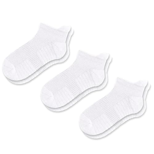 Viasox Ankle Compression Socks for Women & Men 3 Pack, 14 mmHg Support Improves Circulation, Extra Cushioned (White, S/M)