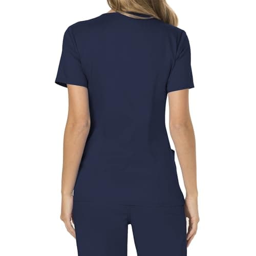 Cherokee Women Scrubs Top Workwear Revolution Mock Wrap WW610, M, Navy
