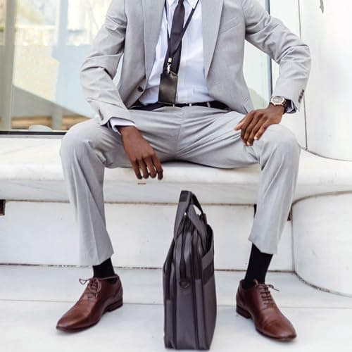 Falari Men Dress Socks 5-Pack Plain Rib Black Dress Socks Cotton Crew Socks Size 10-13