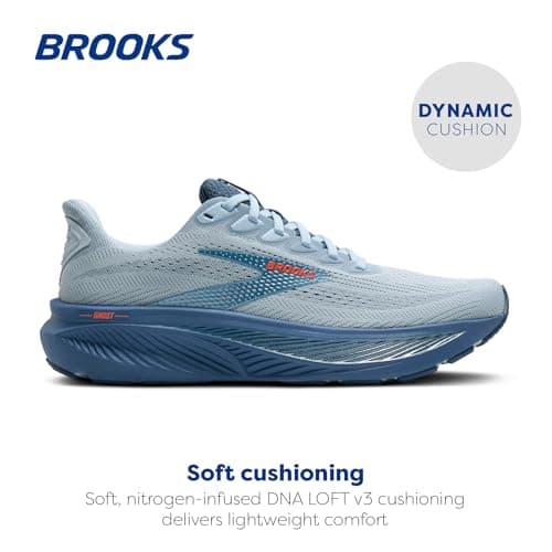 Brooks Men’s Ghost 17 Neutral Running Shoe - Skyway/Moonlight/Orange - 11 Medium