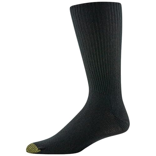 GOLDTOE Men's Fluffies Casual Crew Socks, Black (3-Pairs), Large