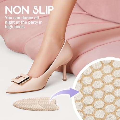 ZAIWOO Metatarsal Pads, Ball of Foot Cushions for Women, Heel Inserts, Anti-Slip Comfort Pads for High Heels, Invisible Design (2 Pairs)