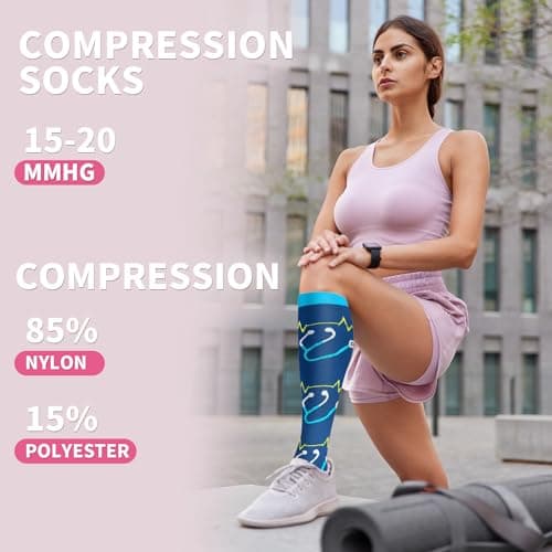 Sooverki Compression Socks for Women & Men 6 Pairs is Best Leg Warmers Knee High Stockings for Cycling Circulation Travel Nurses Essentials Pregnancy Nursing Gifts for Her