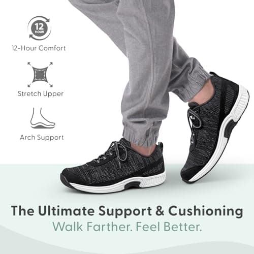 Orthofeet Men's Orthopedic Lava Stretch Breathable Walking Sneaker, Black, Size 11 Wide