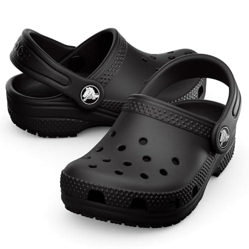 Crocs Unisex-Child Classic Clogs, Black, 4 Big Kid
