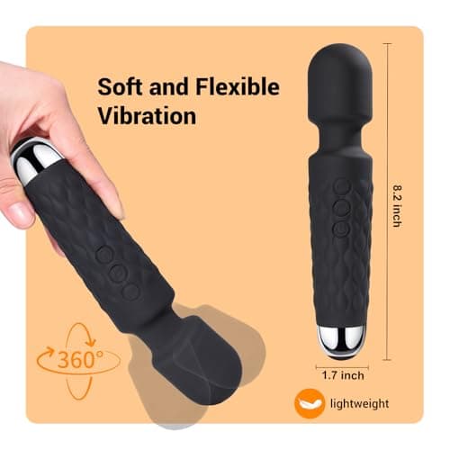 Tokomes Power Wand Massager, Wireless Waterproof USB Rechargeable Massage with 8 Powerful Speeds 20 Modes Vibration,Mini Frequency for Muscle Aches & Sports Recovery