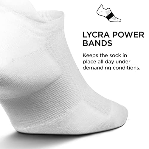 Feetures High Performance Max Cushion Ankle Sock - Tab Socks for Women & Men with Heel Tab - White,M (3 Pair)