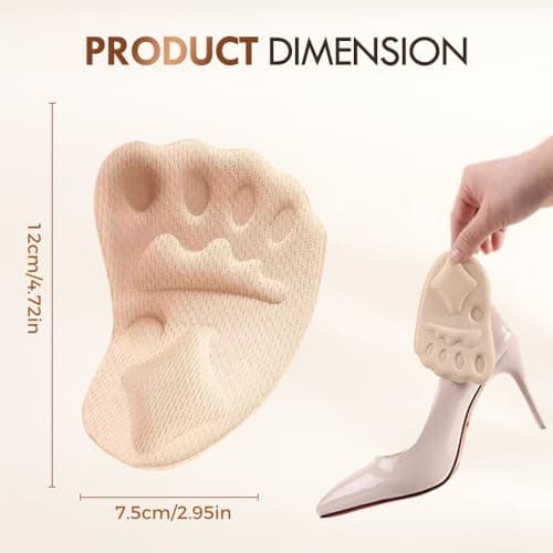 2025 Upgraded Metatarsal Pads Women, Shoe Inserts for Women, Ball of Foot Cushions Relief and Comfort, One Size Fits Any (Beige, 3 Pairs)