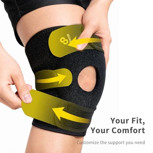 Bracoo Knee Support Brace for Men Women, Adjustable Compression Sleeve Wrap Patellar Pad Tendon - Arthritis Pain, meniscus tear, Injury Recovery, Running, Workout, KS10