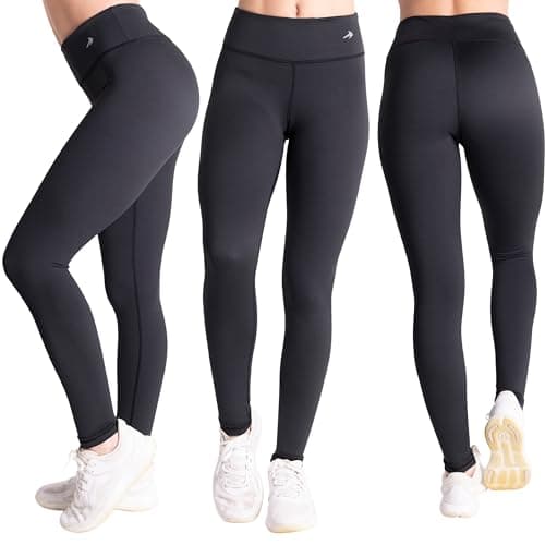 CompressionZ Women's Compression Leggings High Waisted Performance Shaping Gym, Pilates, Travel, Yoga, Workout Pants Black Large