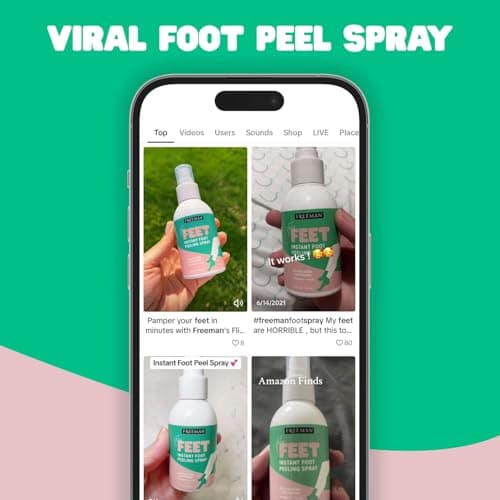 Freeman Flirty Feet Instant Foot Peeling Spray, Exfoliating Foot Mask For Summer, Moisturizing & Smooth Dry, Cracked Heels, Remove Dead Skin Quickly, Cruelty-Free & Vegan, 4 fl.oz./ 118 ml Bottle
