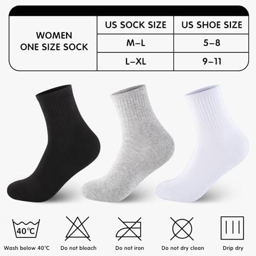 Monxiery Womens Cotton Cushioned Ankle Socks, Athletic Quarter Mini Crew Socks.