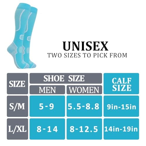 fenglaoda 6 Pairs Compression Socks for Women & Men Knee High Cute Circulation Socks for Nurse Pregnant Travel Athletic