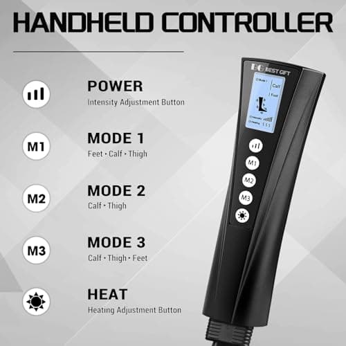 Mothers Day Gifts for Mom, Women, Dad, Men, Him, Her, Fathers Day, Christmas, Air Compression Massager with Heat for Comprehensive Leg and Foot Therapy, Helpful for Varicose Veins, Cramps, Edema