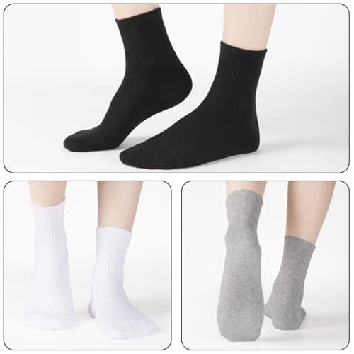 Monxiery Womens Cotton Cushioned Ankle Socks, Athletic Quarter Mini Crew Socks.