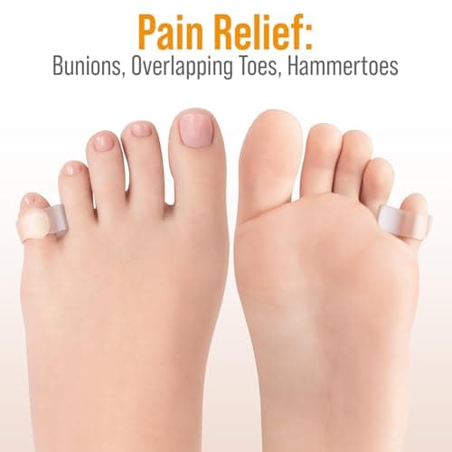 5 STARS UNITED Pinky Toe Spacers for Men & Women – 4 Gel Separators for Overlapping & Curled Little Toes, Bunions, Alignment - Diabetic Foot Care, Silicone Spreader, Corrector & Straightener, Clear