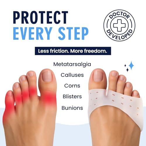 Dr. Frederick's Original Open Toe Sleeves | Half Toe Sleeve Metatarsal Pads | 4 Pieces | Ball of Foot Cushions | Great for Calluses and Blisters | for Men and Women | Perfect for High Heel Shoes