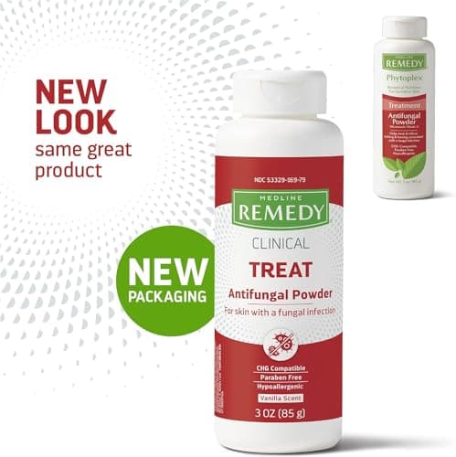 Medline Remedy Phytoplex Antifungal Powder, Skin Treatmeant with Miconazole Nitrate, Lightly Scented, 3-oz Bottle