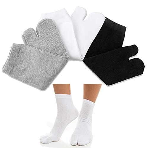 traderplus 3 Pairs V-Shape Splited Toe Tabi Socks,Flip Flop Tabi Socks