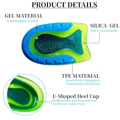 DLOSN 1 Pair Kids Heel Cups for Heel Pain Sport Shock Absorbing Gel Heel Inserts for Kid's with Sensitive Heels, Heel Spurs, Plantar Fasciitis, or Ankle Pain (Kid's Size 3.5-6.5 / Women 4.5-7.5)