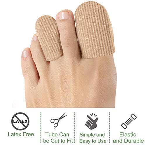 Welnove 10Pack Toe Caps Closed Toe Surface Fabric Sleeve Protectors with Gel Lining, Prevent Pain Relief for Corns, Blisters and Ingrown Toenails (Size Large + Size Medium)