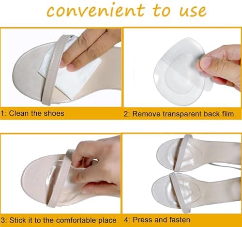 Metatarsal Pads Ball of Foot Cushions Gel Forefoot Pads Adhesive Shoe Inserts for Heels Flats Boots Sneakers Universal Fit for Men Women 4 Pairs (One Size Fits All, Count, 8)