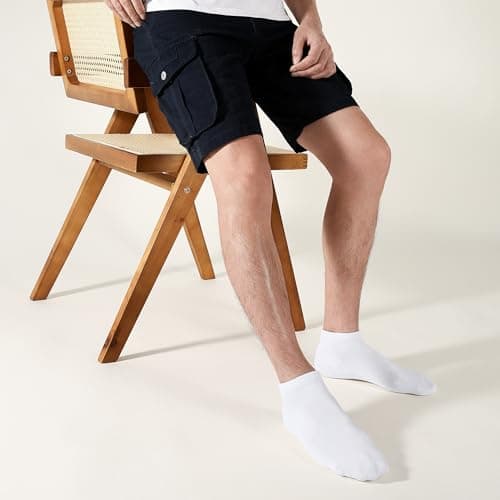 CLOSEMATE 6 Pairs Bamboo Viscose Thin Ankle Low Cut Breathable Non Slip Casual Short Socks for Men Women(6PlainWhite, Size L)