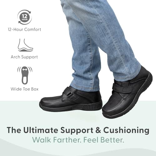 Orthofeet Men's Orthopedic Glacier Gorge Adjustable Slip Resistant Boot, Black, Size 10.5