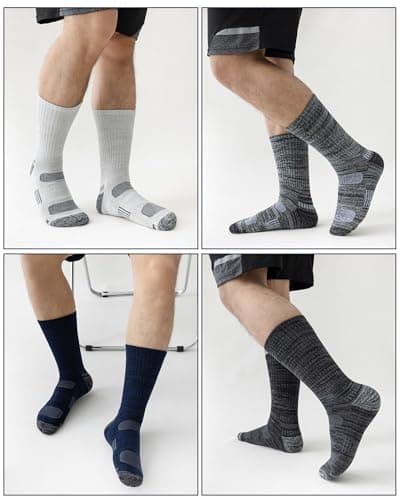 Cirorld Mens Cotton Boot Crew Socks, 5 Pairs Full Cushion Socks Moisture-Wicking & Reinforced for Work Hiking Walking Outdoor