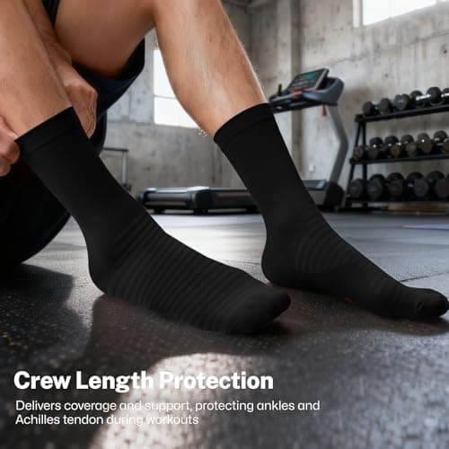 PAPLUS Athletic Crew Compression Socks (6 Pairs) for Men & Women, Running Socks With Arch Support for Nurses, Travel, Everyday