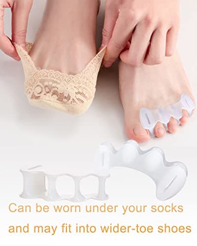 2Pairs Toe Separators Toe Spacers for Women Men to Correct Bunion, Relieve Feet Pain, Foot Alignment, Toe Straighteners for Hammertoes, Plantar Fasciitis (M, Women Shoe Size 9-12.5, Men: 7-11)