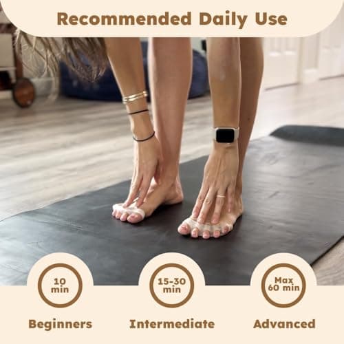 Toe Spacers for Women and Men, Bunion Corrector, Hammertoe Straightener and Plantar Fasciitis Relief, Latex-Free Medical-Grade Silicone Toe Separators for Yoga and Running, 2 Pairs in Wooden Gift Box