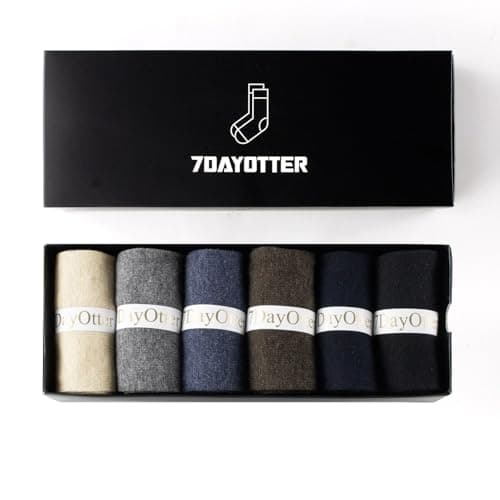 7DayOtter 98% Cotton Rich Odor Resistant Dress Socks for Husband Business Casual Socks 6Pack