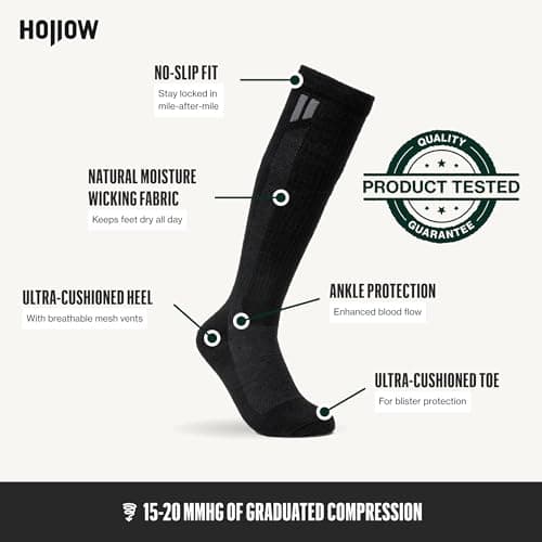 HOLLOW Alpaca Wide Compression Circulation Socks for Men and Women, Moisture Wicking Alpaca Wool Socks for Hiking, Running, Temperature Regulating & Comfortable (Large, Grey)