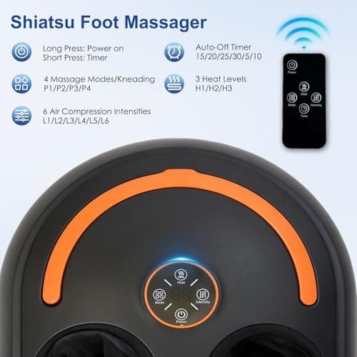 CCHYF Shiatsu Foot Massager with Heat Electric Heated Feet Massager, 3 Heat Levels, Rolling Kneading for Plantar Fasciitis and Pain Relief, Relax for Home Office Use, Gifts for Women Men Black