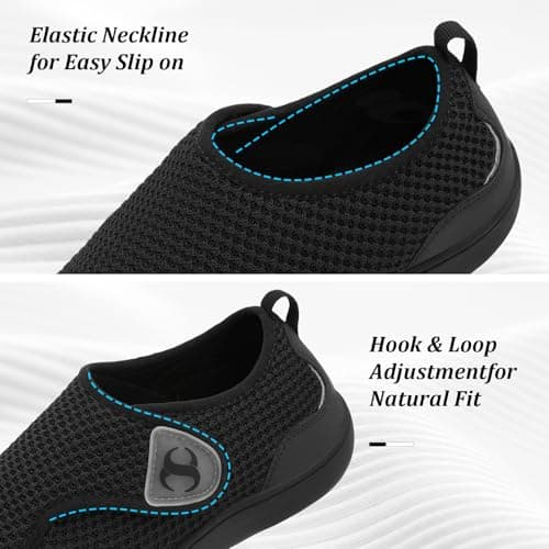 Scurtain Womens Neuropathy Shoes Wide Toe Box Walking Shoes Comfortable Diabetic Nursing Shoe Non Slip Plantar Fasciitis Orthopedic Shoes Black Casual Sneakers Summer Slippers Size 8.5