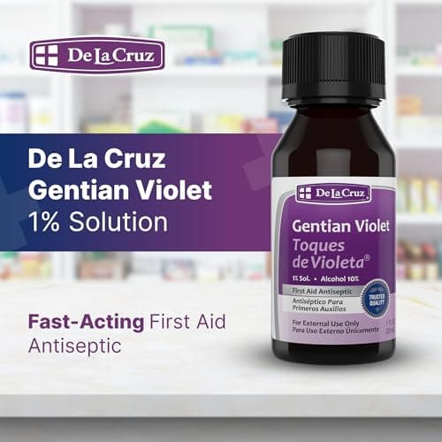 De La Cruz Gentian Violet - Violeta de Genciana 1% First Aid Antiseptic for cuts, scrapes and Burns, 1 FL OZ