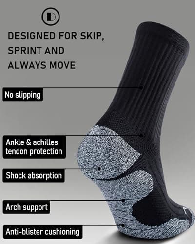 SITOISBE Cushioned Compression Unisex Mid-crew Socks 4-Pack, Large, Black