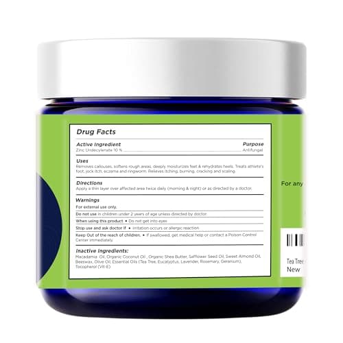 Antifungal Cream - For Itchy Feet and Skin Fungus Relief - Extra Strength Treatment for Athlete’s Foot, Ringworm, and Jock Itch. Moisturizer for Dry Cracked Feet infused with Tea Tree Oil Made in USA