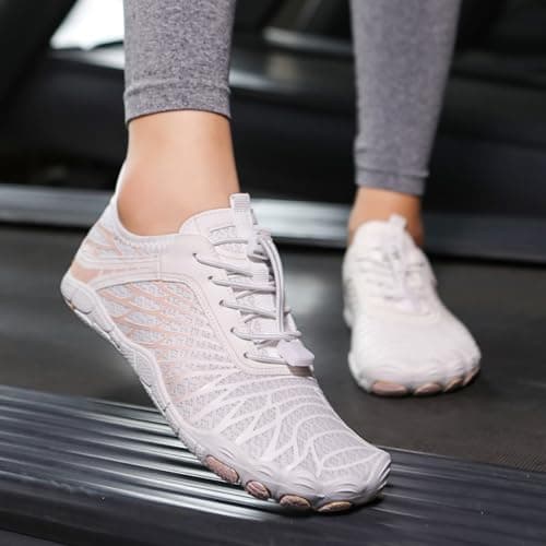 RUFONE Hike Barefoot Shoes for Women Men Breathable & Non-Slip Athletic Footwear Wide Toe Water Shoes,Designed for Walking,Running&Swimming White