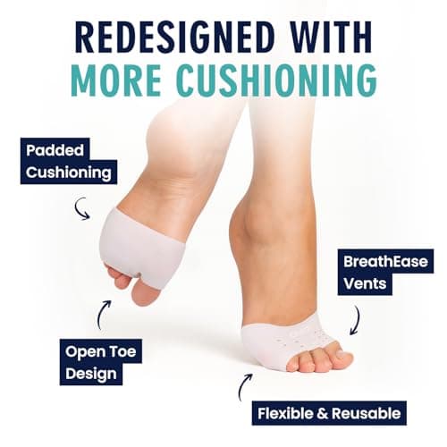 Dr. Frederick's Original Metatarsal Sleeves Plus - 50% More Cushioning - 4 Pieces - Metatarsal Pads for Women & Men