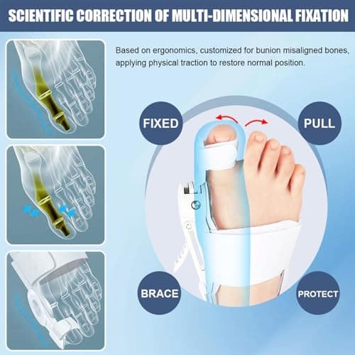 Bunion Corrector for Women & Men - Adjustable Nighttime Big Toe Straightener Bunions Splint with ABS Support for Hallux Valgus Relief Hammer Toe Brace Sleeping Home Use Left/Right Feet - 2PC Black