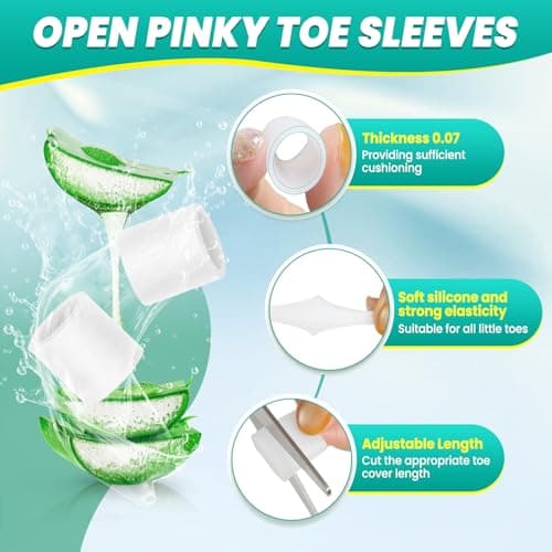 Gel Toe Protectors, Open Toe Sleeves Toe Tubes Toe caps (20 PCS),NEW Material, Great for Bunion Blisters, Corns, Hammer Toes, Toenails Loss, Friction Pain Relief and More. (for Pinky Toes)