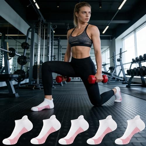 cuangya Womens Athletic Ankle Socks - Low Cut Running Cushioned Socks for Hiking and Workout - 5 Pair