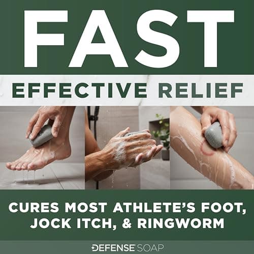 Defense Antifungal Bar Soap 2-Pack | Jock Itch, Ringworm, Athlete's Foot, Skin Fungus | Medicated Anti Fungal Treatment (Two Bars, No Case)